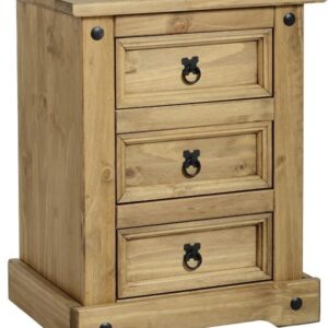 CORONA 3 DRAWER BEDSIDE CHEST