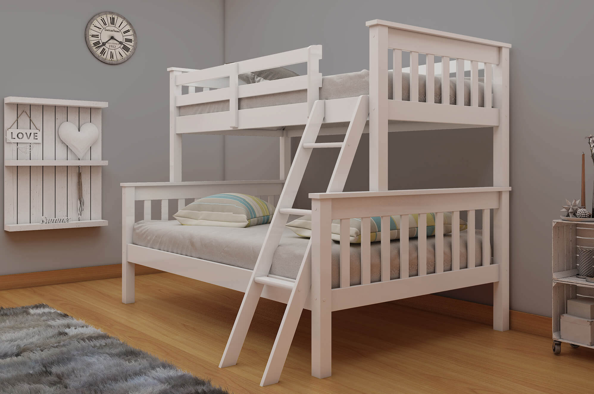 Dux Bunk Bed In White Treacy S, Bunk Bed Clock