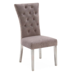 Pembroke Dining Chair Polished Stainless Steel Taupe