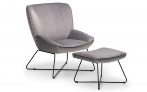 Mila Grey Accent Chair & Stool