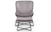 Mila Grey Accent Chair & Stool