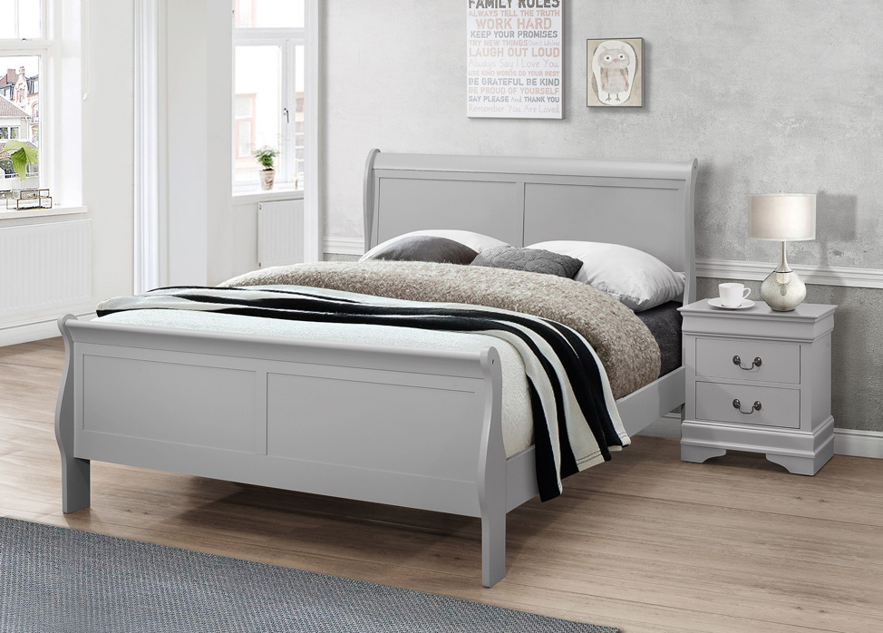 Louise 4’6 Grey Bed