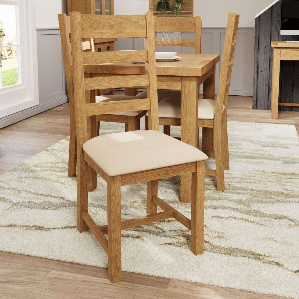 Conny Oak Dining Ladder Back Chair Fabric