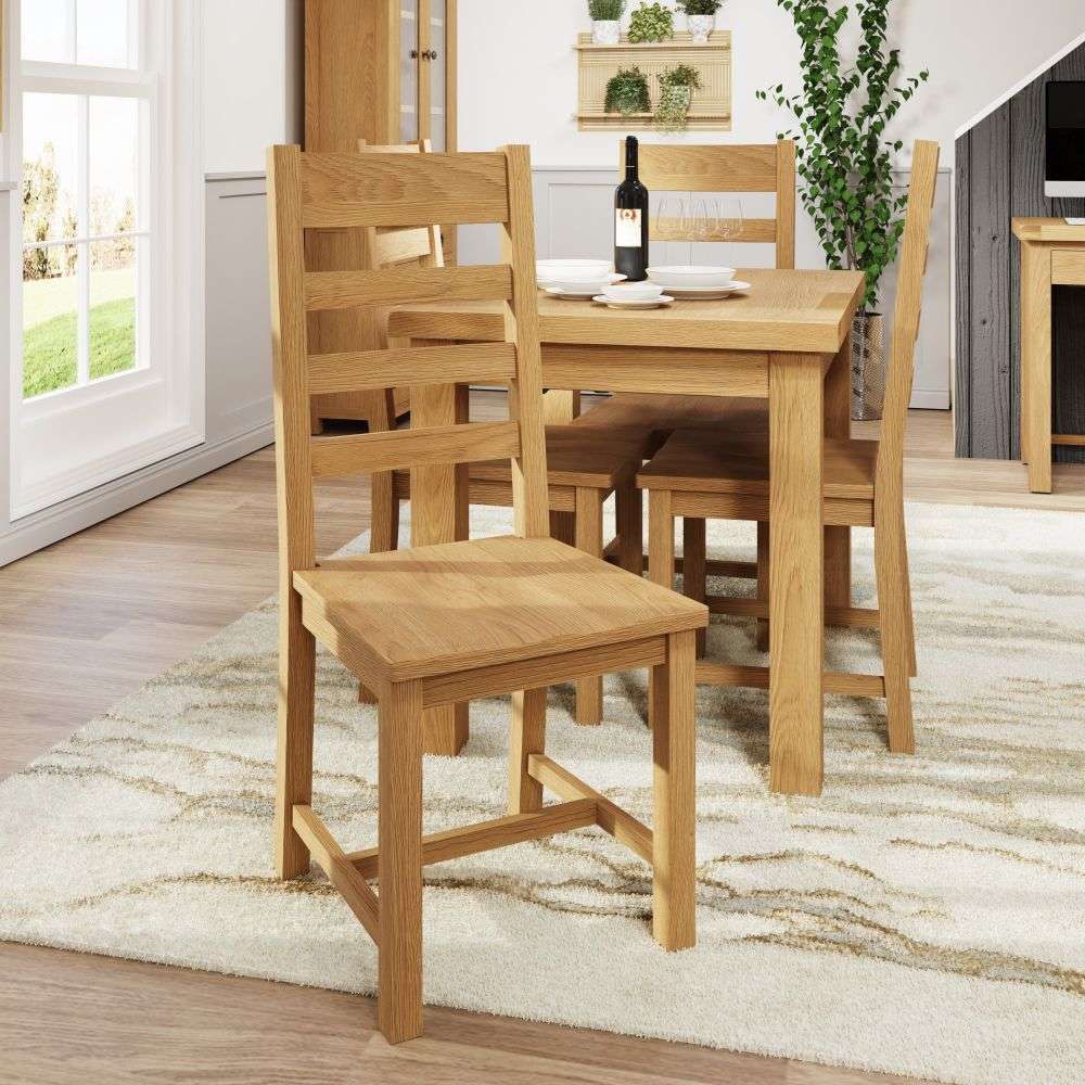 Conny Oak Dining Ladder Back Chair Wooden Seat