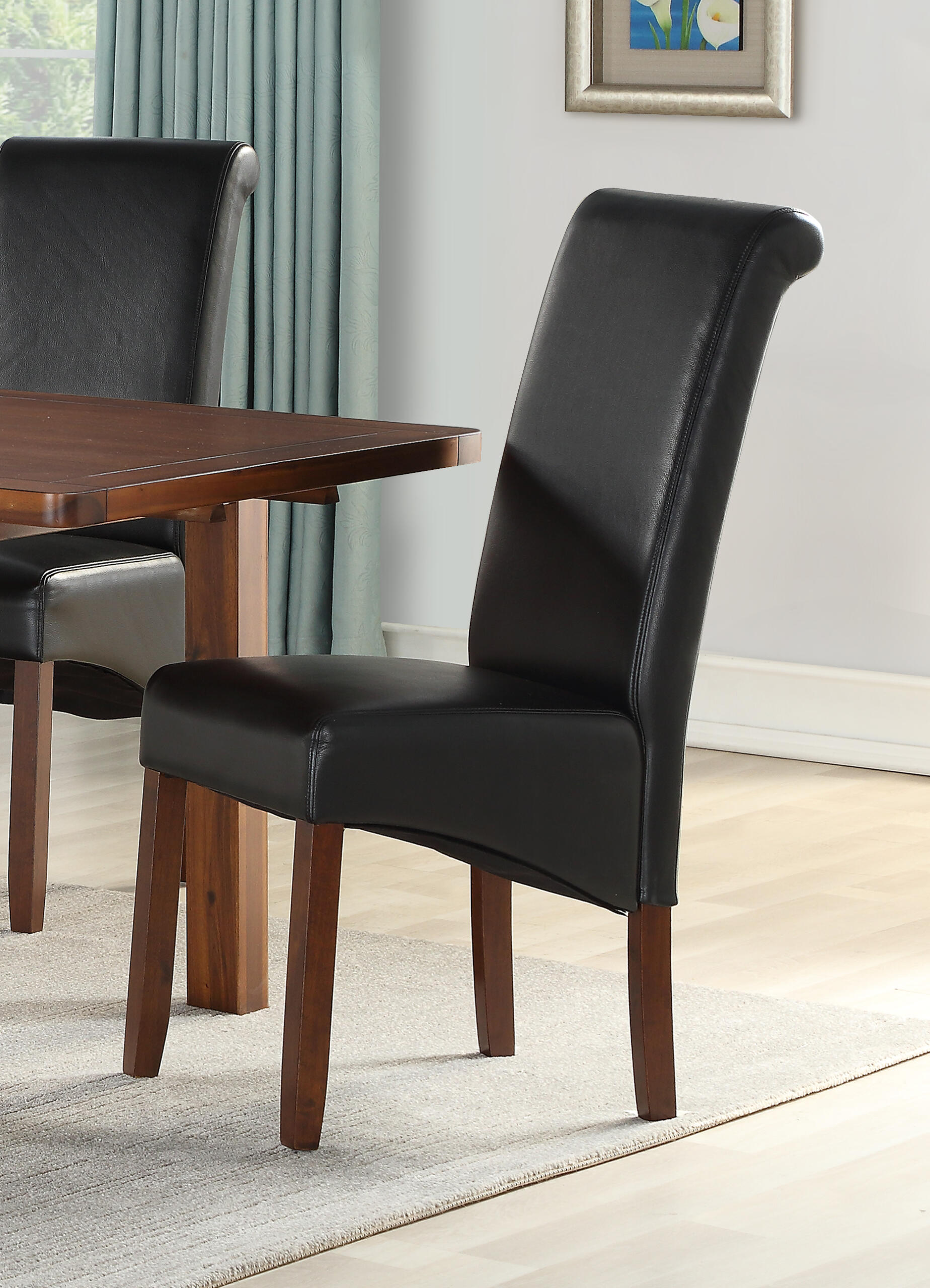 Andorra Acacia Sophie Dining Chair in Black with Acacia Legs