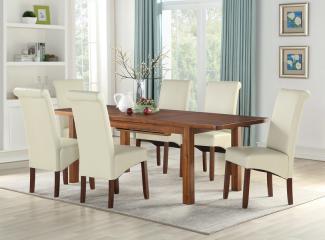 Andorra Acacia 165cm Dining Set ( with 6 cream sophie chairs )