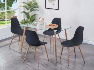 Milana Dining Set in Black with 4 Chairs