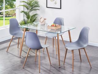 Milana Dining Set in Grey with 4 Chairs