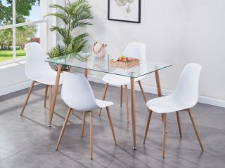 Milana Dining Set in White with 4 Chairs