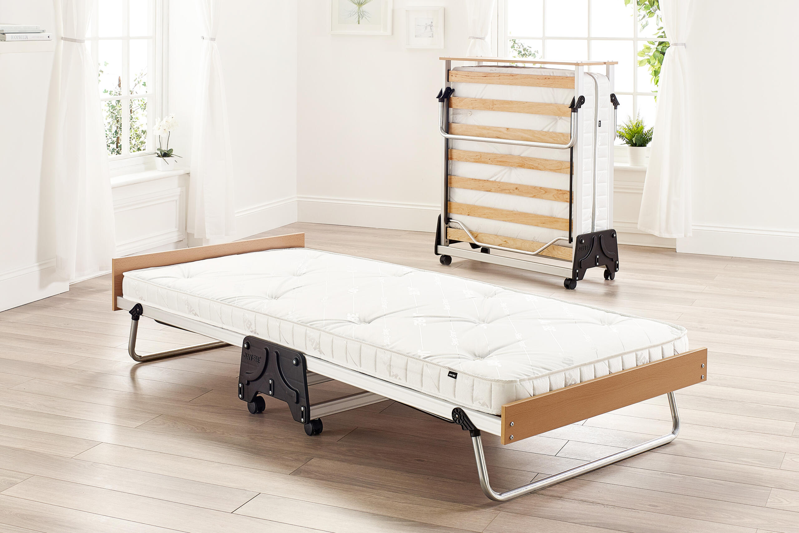 J-Bed Folding Bed with Anti-Allergy Micro e-Pocket Sprung Mattress - Single