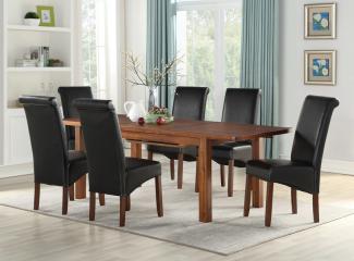 Andorra Acacia 120cm Dining Set ( with 4 black sophie chairs )