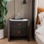 Rhodes Bedside Table 2 Drawer -Ebony