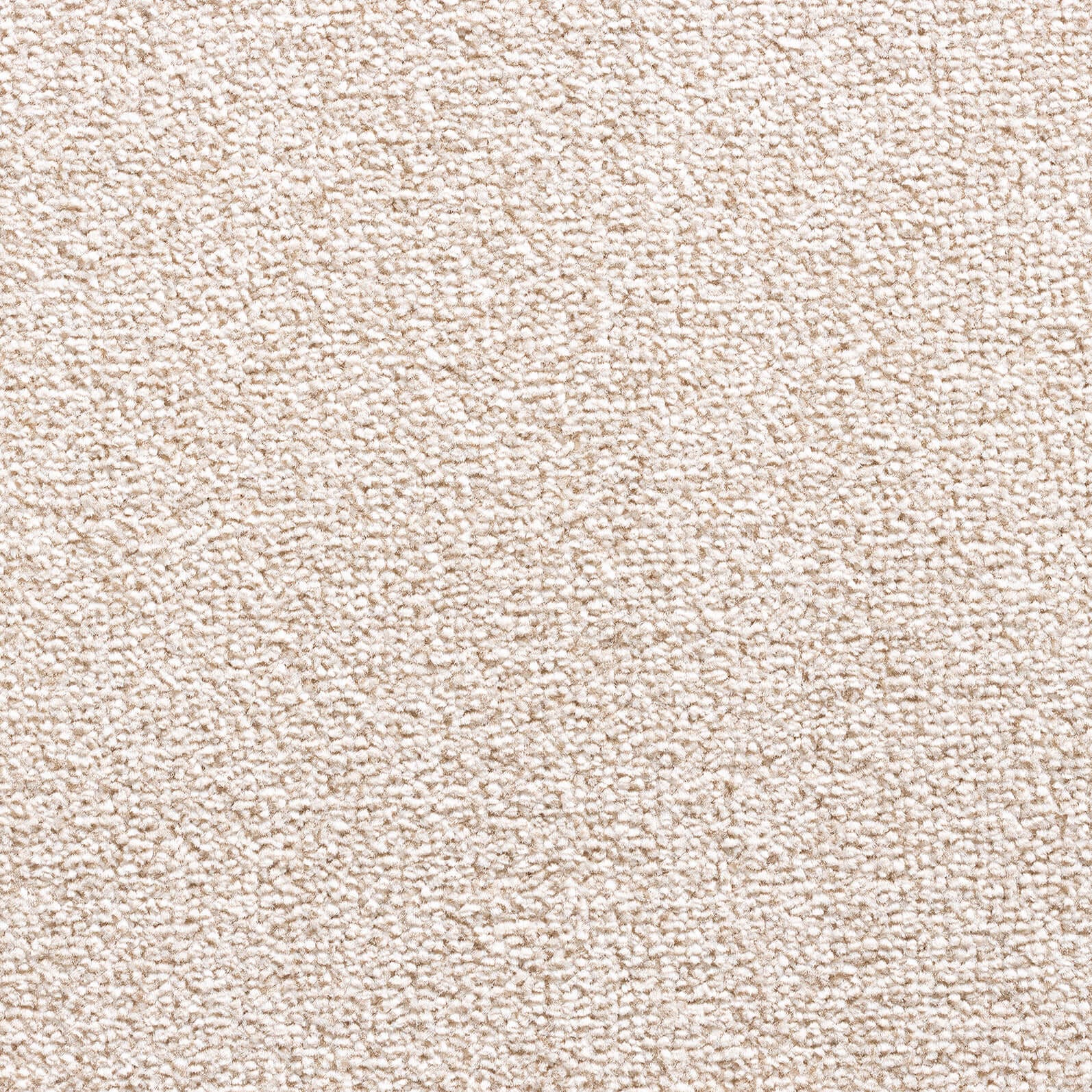 Close-up of a light beige textured carpet with dense loops. Visual texture shows soft, fluffy fibers.