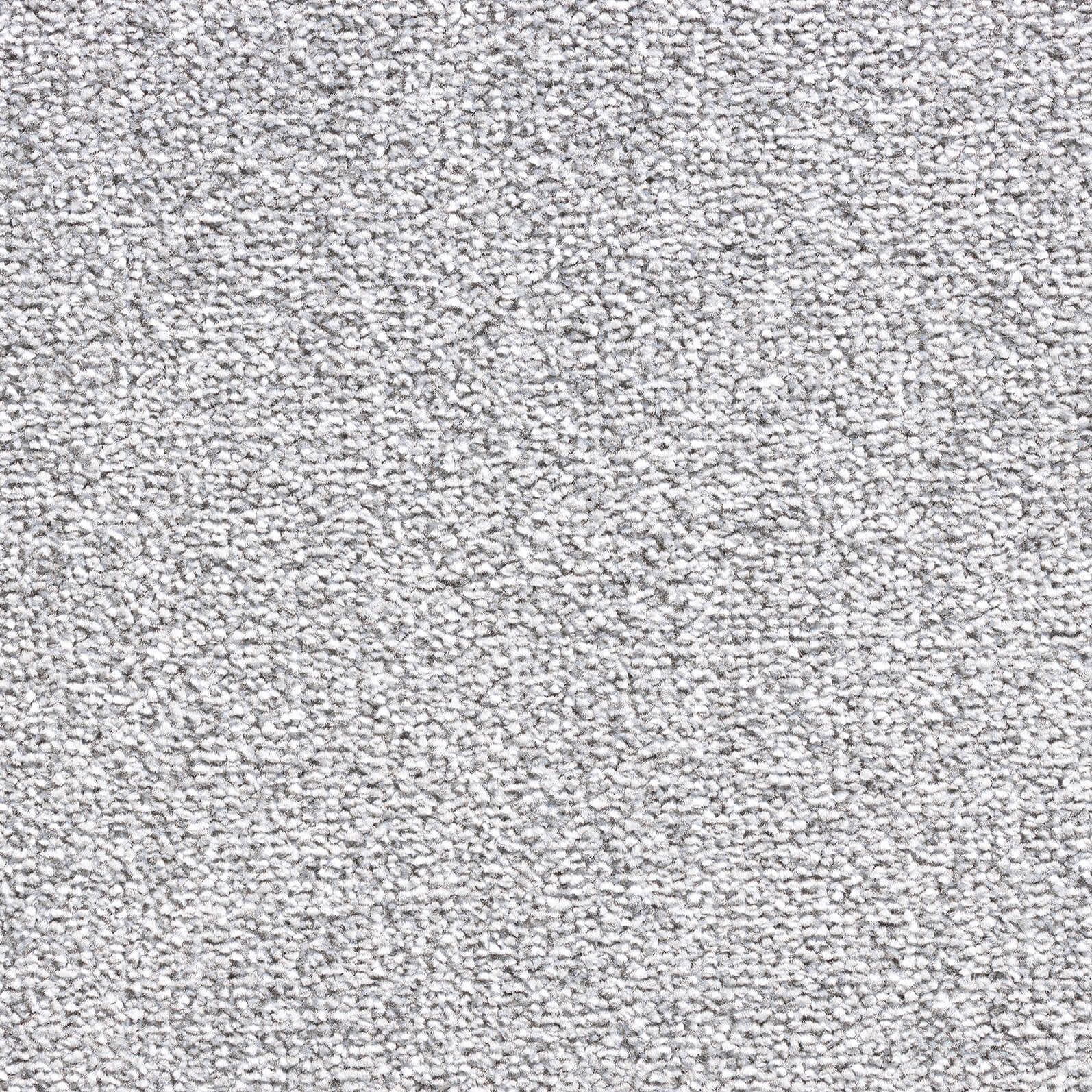Close-up of a dense light gray carpet with looped fibers.