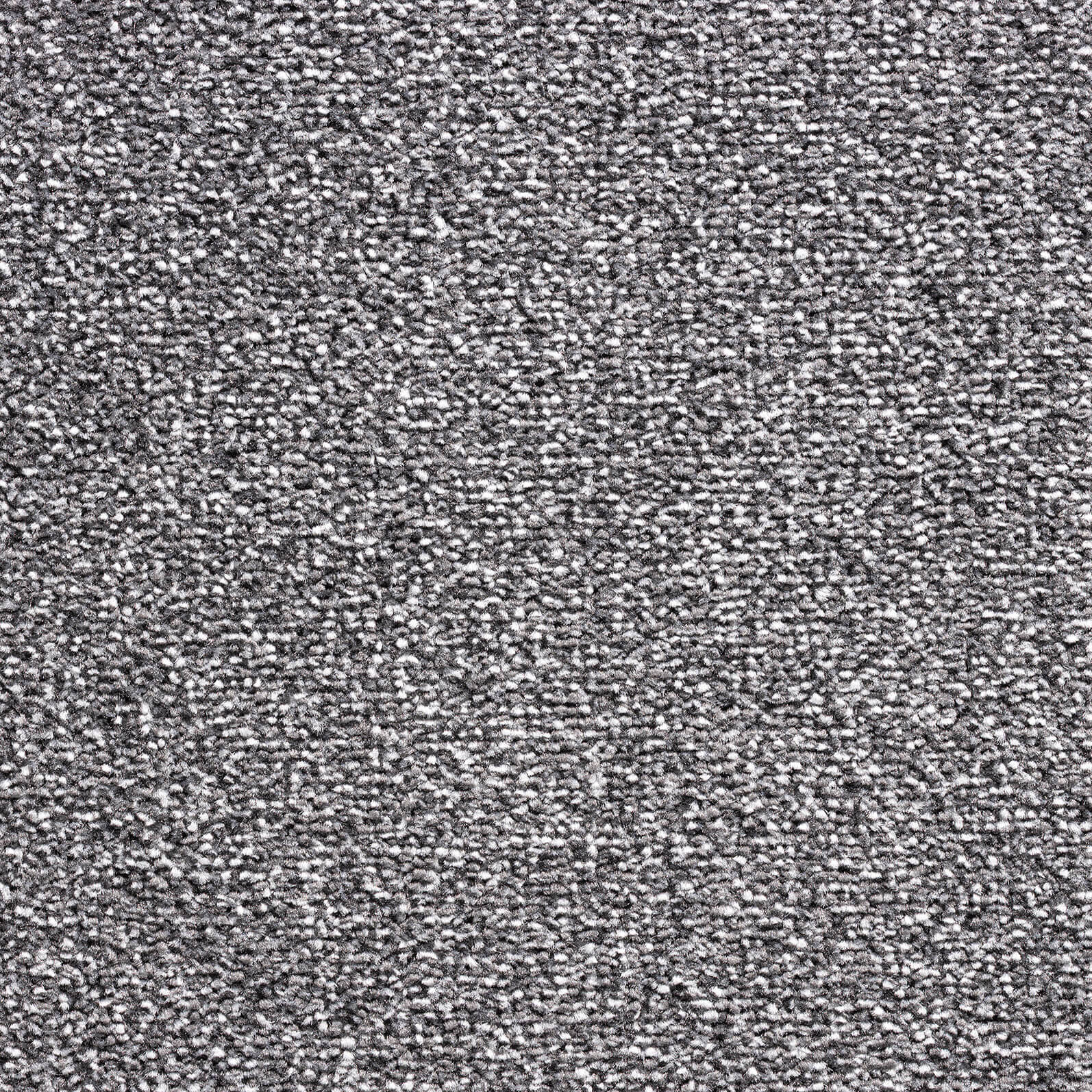 Close-up of a gray speckled carpet with short loop fibers.