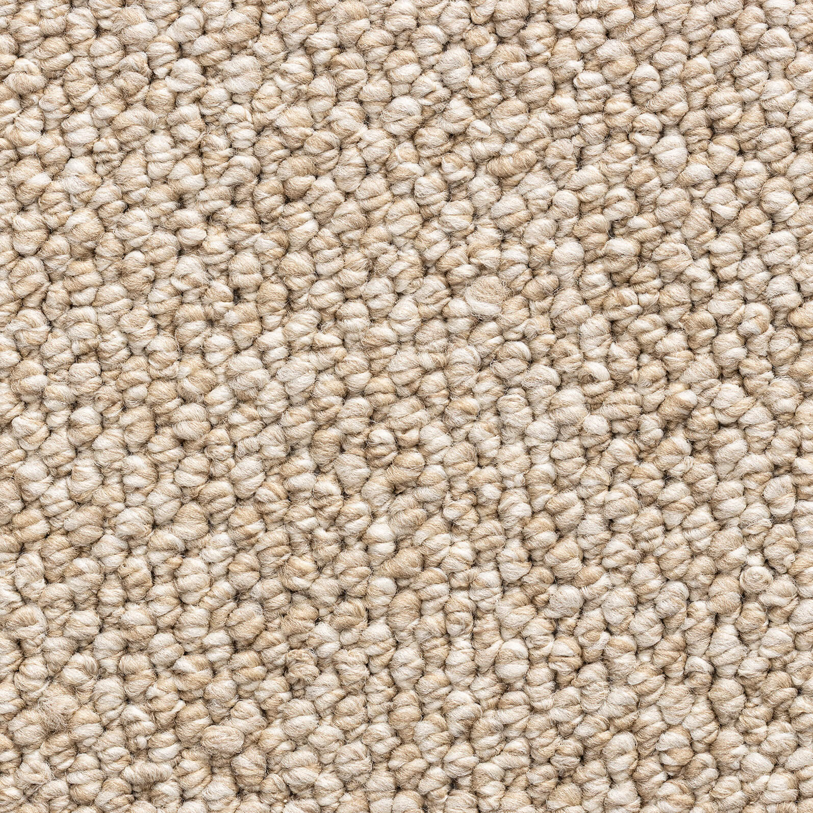 Close-up of beige loop-pile carpet fibers with a soft, textured surface