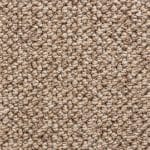 Close-up of beige loop-pile carpet fibers, showing intertwined brown loops for a textured surface.